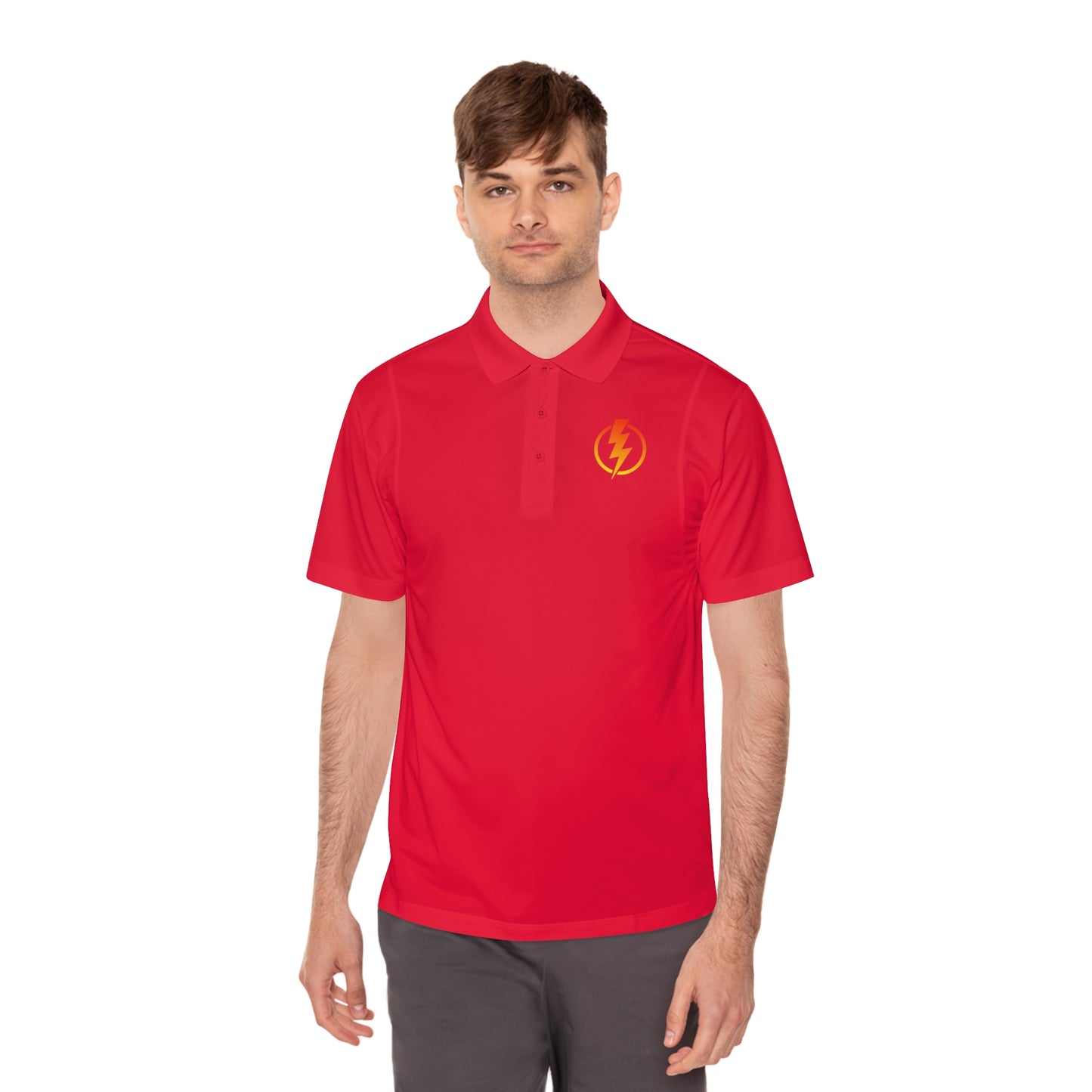 Men's Sport Polo Shirt with Lightning Bolt Design