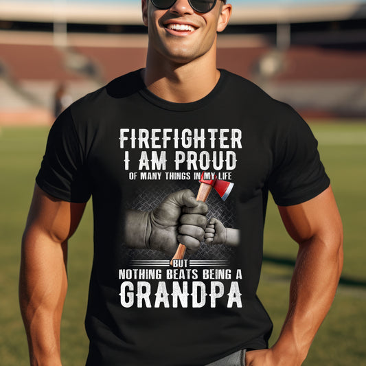 Proud Firefighter Grandpa T-Shirt | Perfect Gift for Grandpas | Casual Comfort