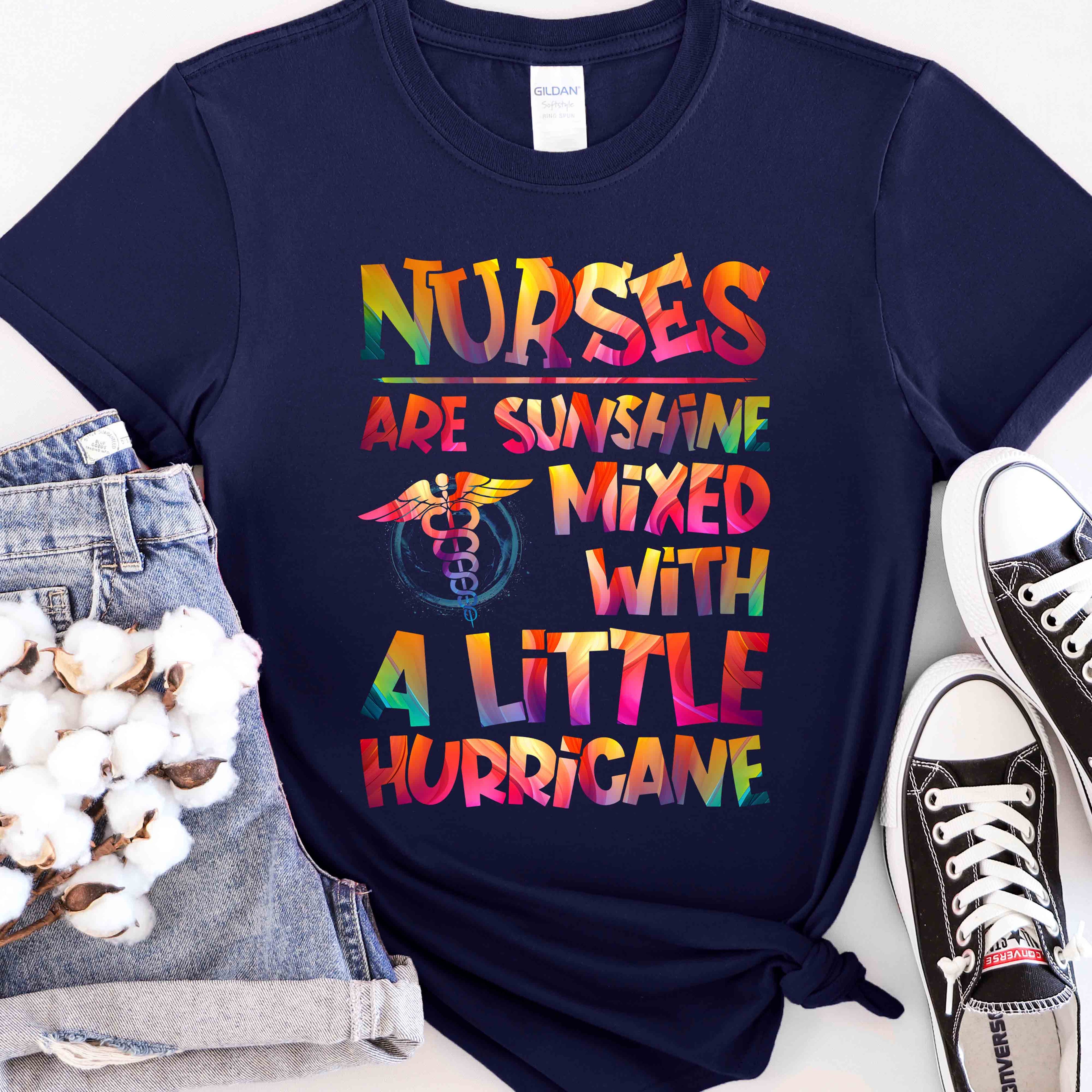 Nurses Are Sunshine Mixed With a Little Hurricane T-Shirt