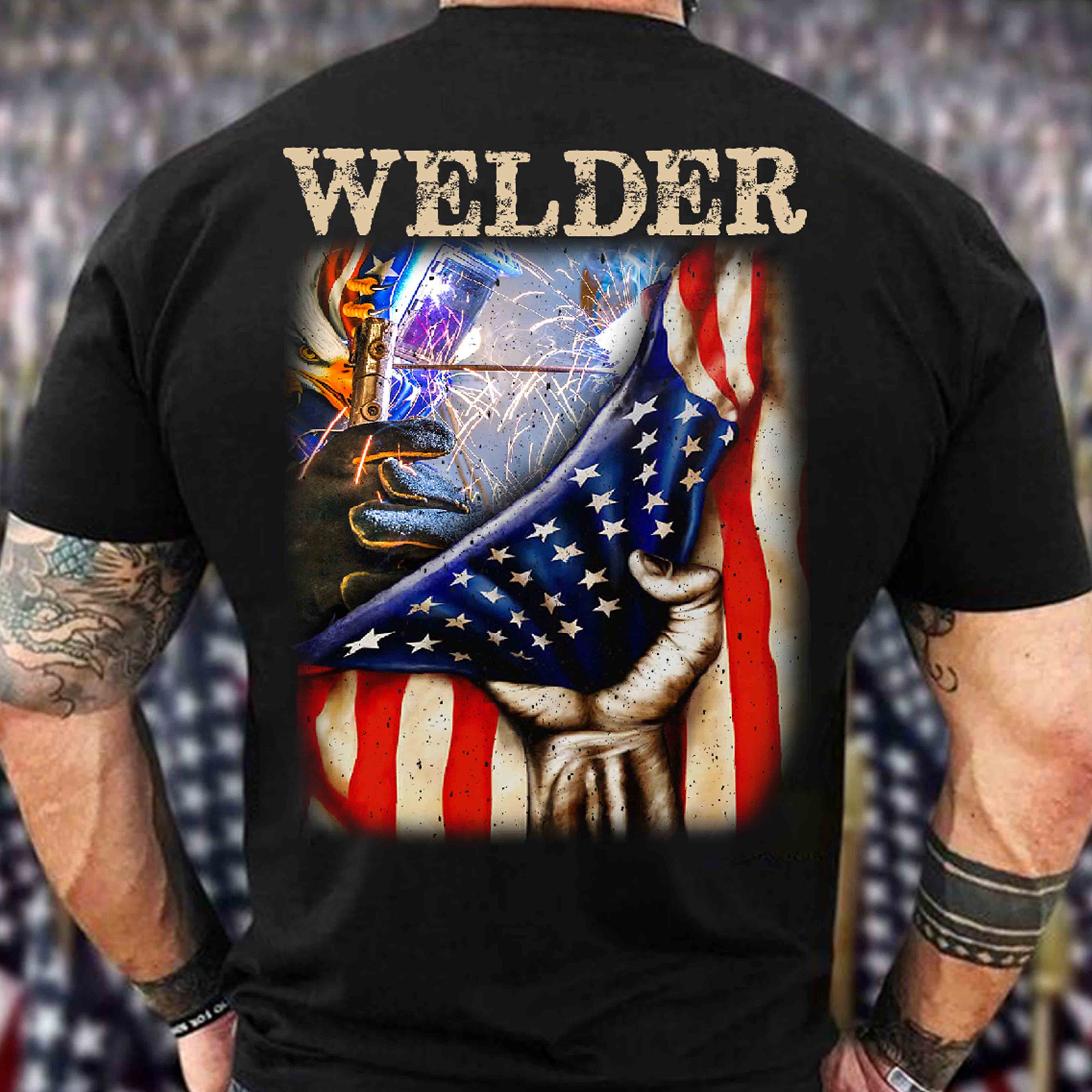 Welder Graphic T-Shirt - Patriotic Welding Design