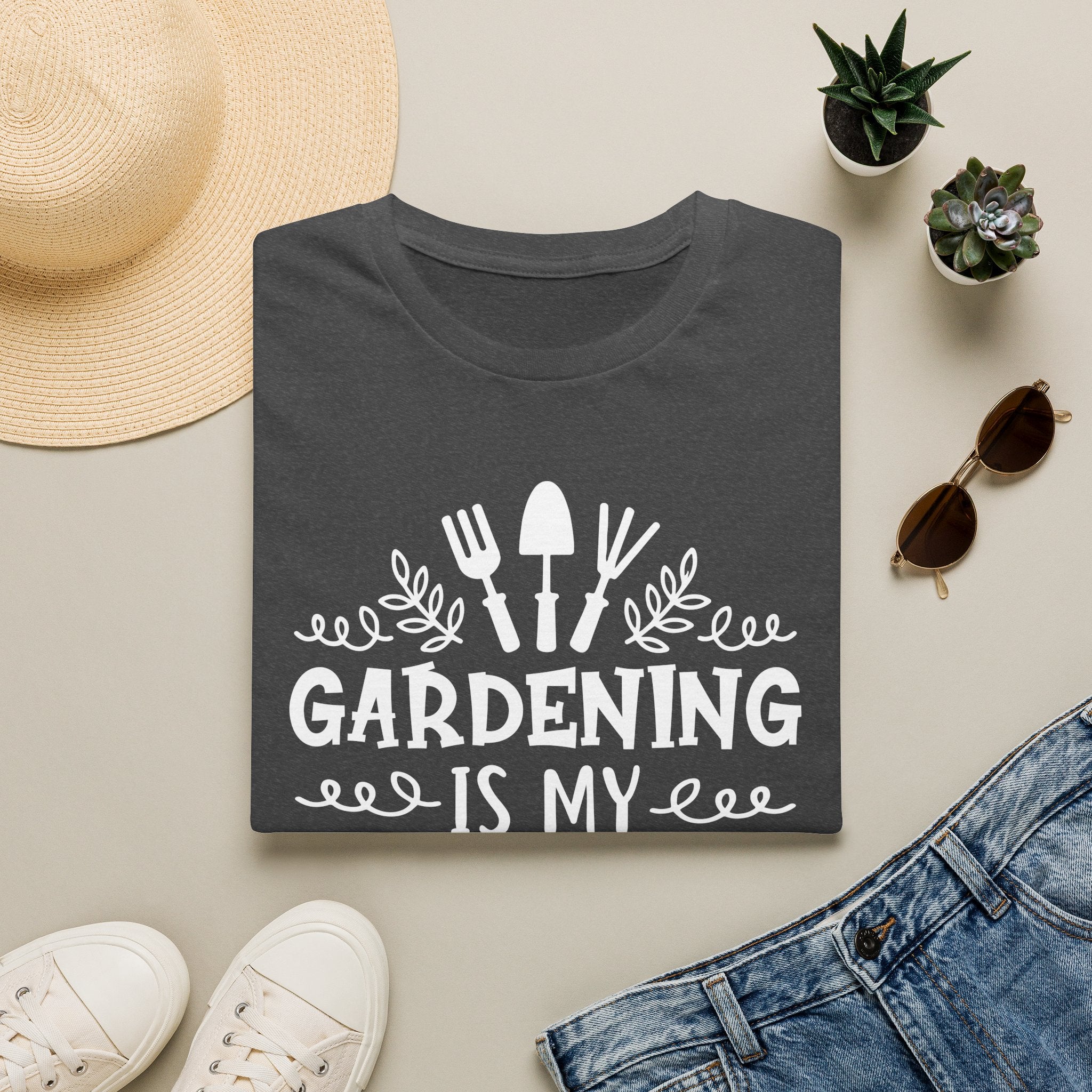 Gardening Is My Therapy T‑Shirt — Garden Tools Graphic Tee for Plant Lovers