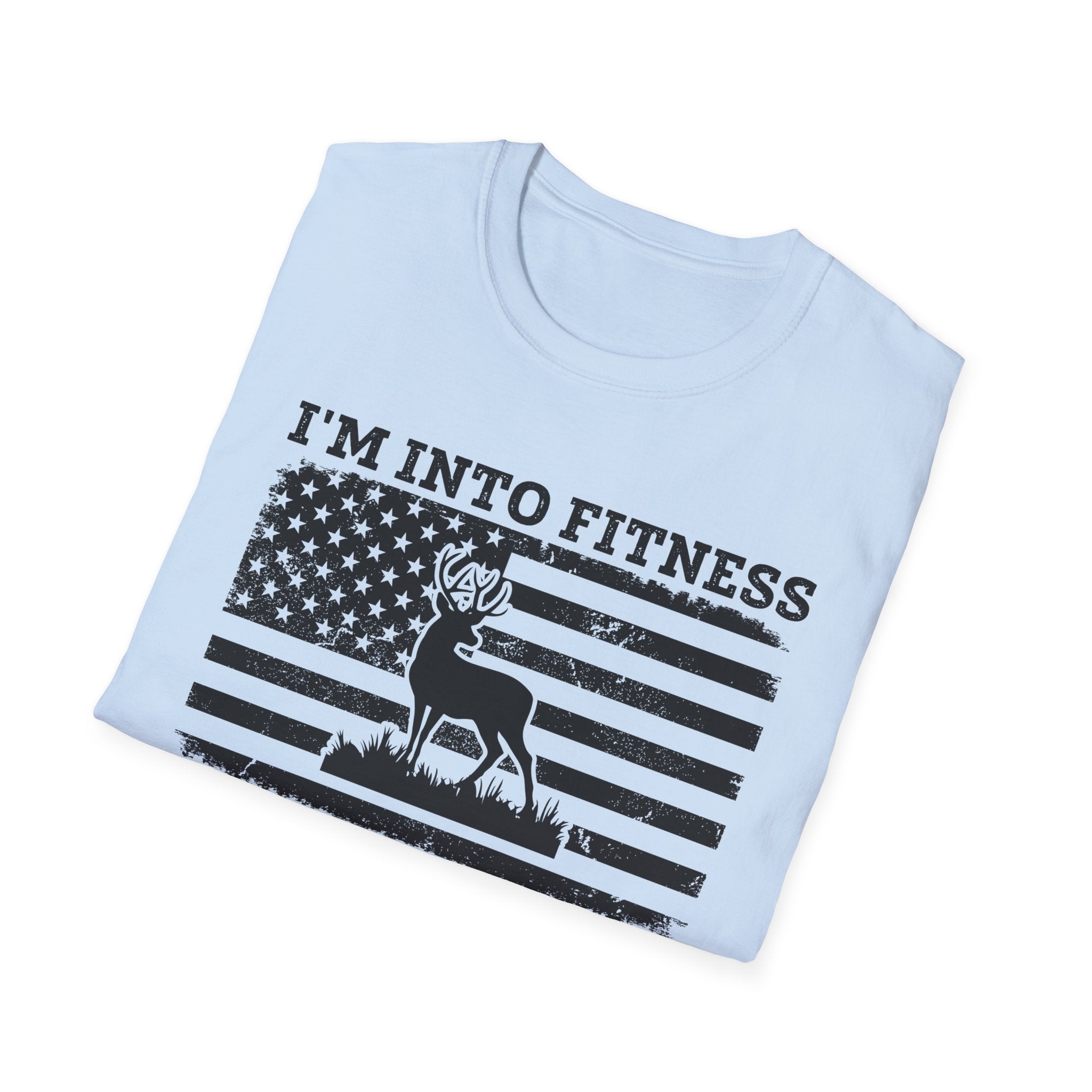 I'm Into Fitness Deer Graphic T-Shirt - Unisex Softstyle Tee for Outdoor Enthusiasts