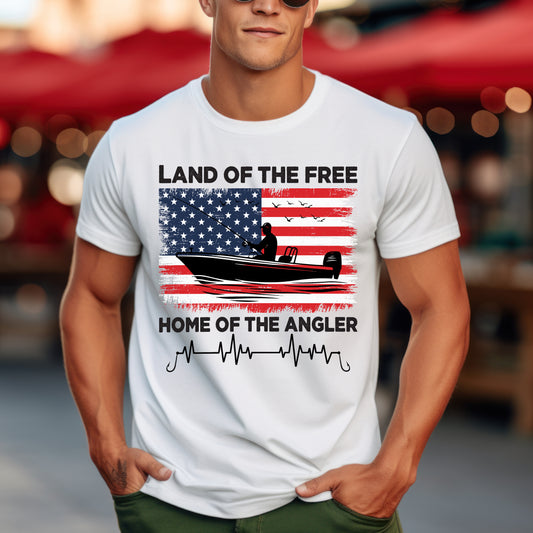 Land of the Free Fishing T-Shirt | Home of the Angler Graphic Tee for Outdoor Enthusiasts