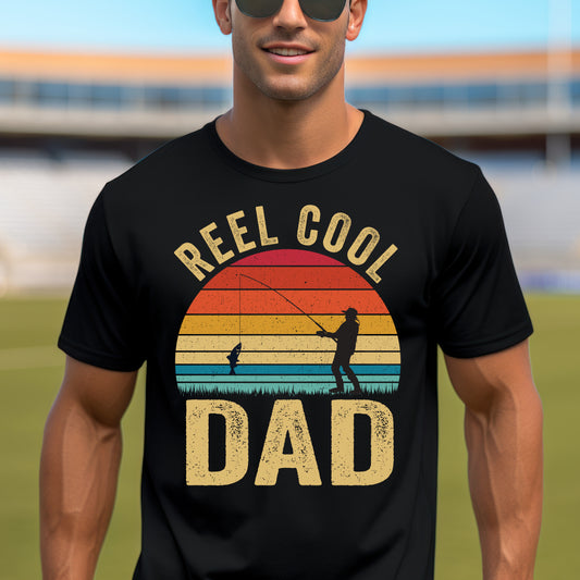 Reel Cool Dad Unisex Softstyle T-Shirt - Perfect Gift for Fishing Enthusiasts
