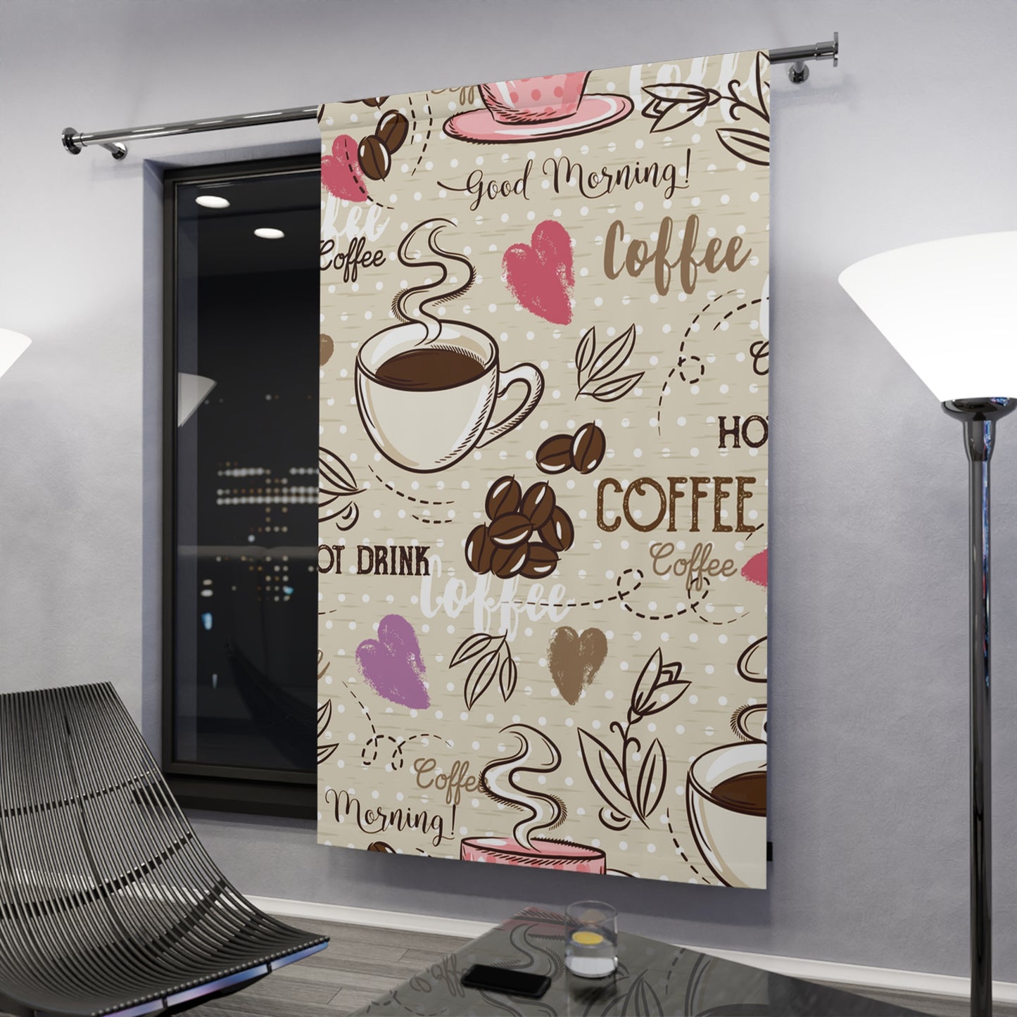 Coffee-Themed Window Curtain, Cozy Kitchen Decor, Good Morning Gift, Coffee Lover's Home Accent, Unique Coffee House Style