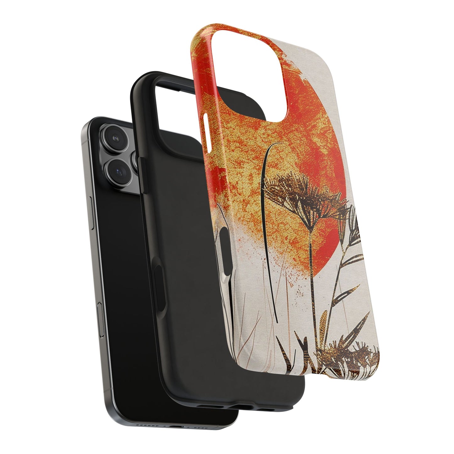 Artistic Floral Tough Phone Case - Sunset Design for Nature Lovers