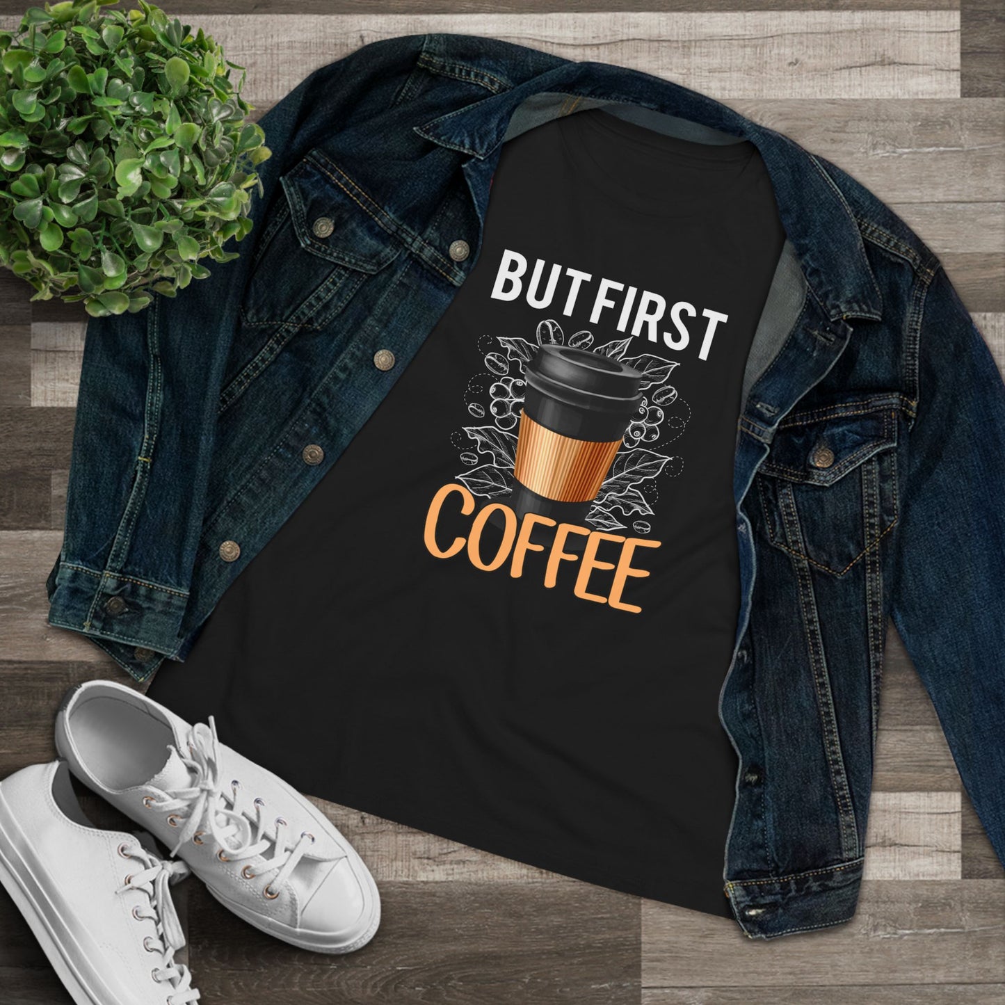 But First Coffee Women's Cotton Tee, Coffee Lover Shirt, Casual T-Shirt, Gift for Her, Everyday Wear, Trendy Graphic Tee