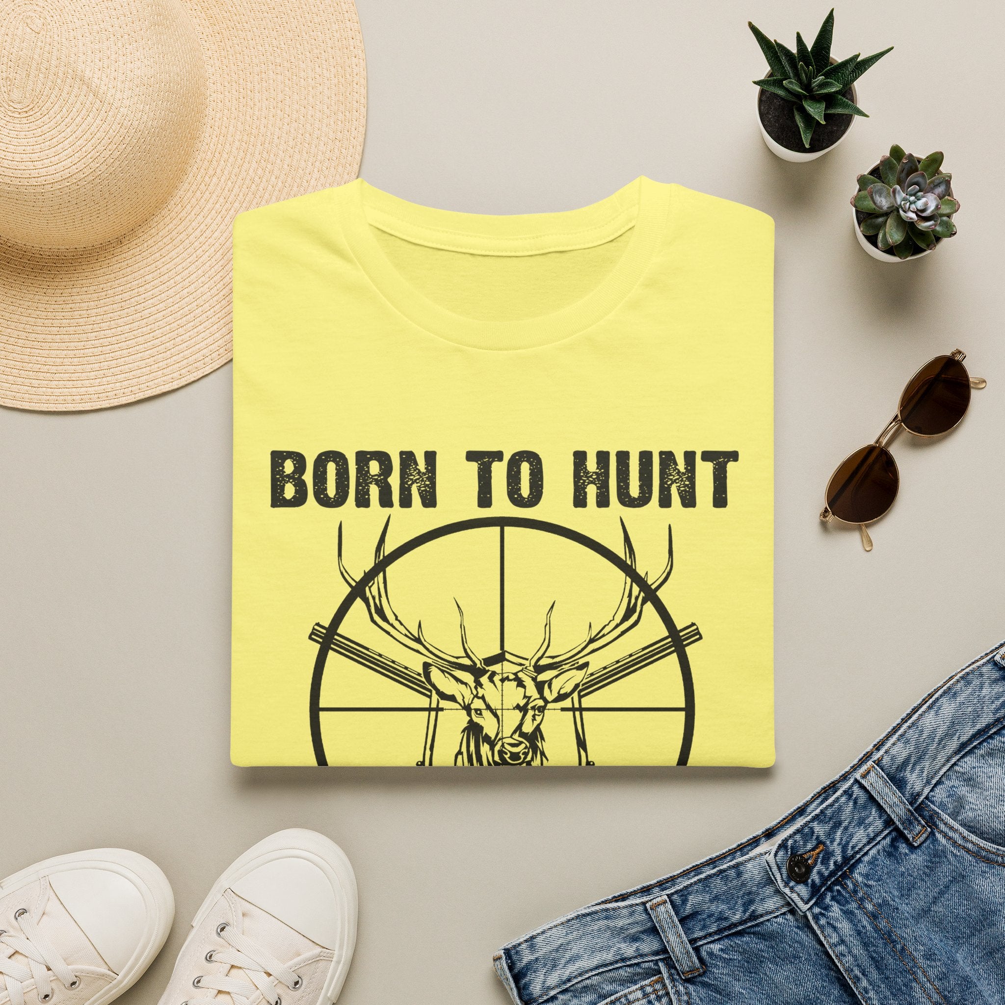 Born to Hunt T-Shirt — Deer Skull Crosshairs Hunting Tee (Born to Hunt, Forced to Work)