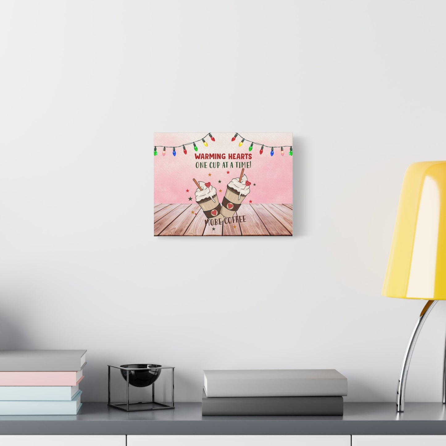 Warm Coffee Canvas Print, Holiday Decor, Kitchen Art, Gift for Coffee Lovers, Cozy Home Decoration, Warming Hearts Art