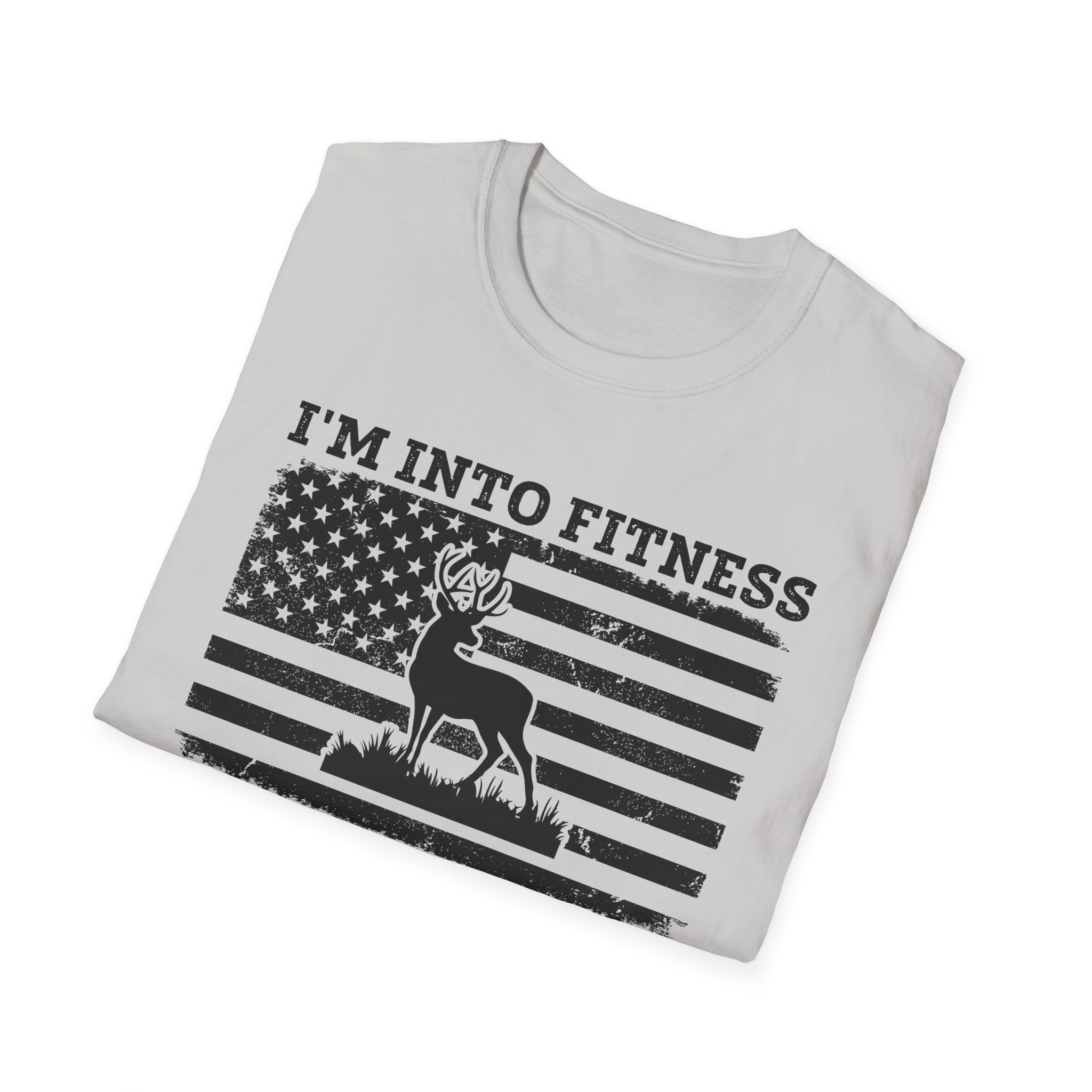 I'm Into Fitness Deer Graphic T-Shirt - Unisex Softstyle Tee for Outdoor Enthusiasts