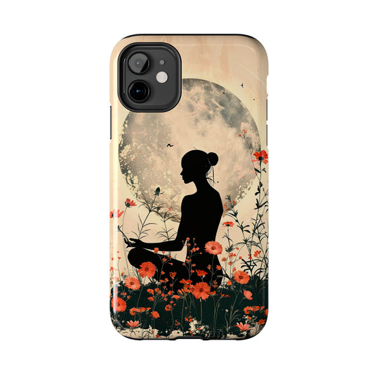 Meditative Vibe Tough Phone Case - Floral Silhouette Design