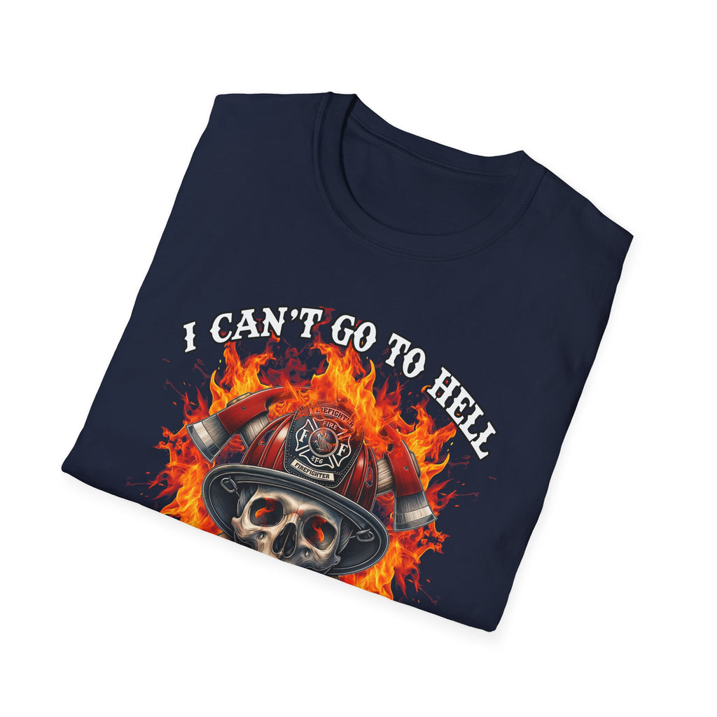Unisex Softstyle T-Shirt: "I Can't Go to Hell - The Devil Has a Restraining Order" Graphic Tee