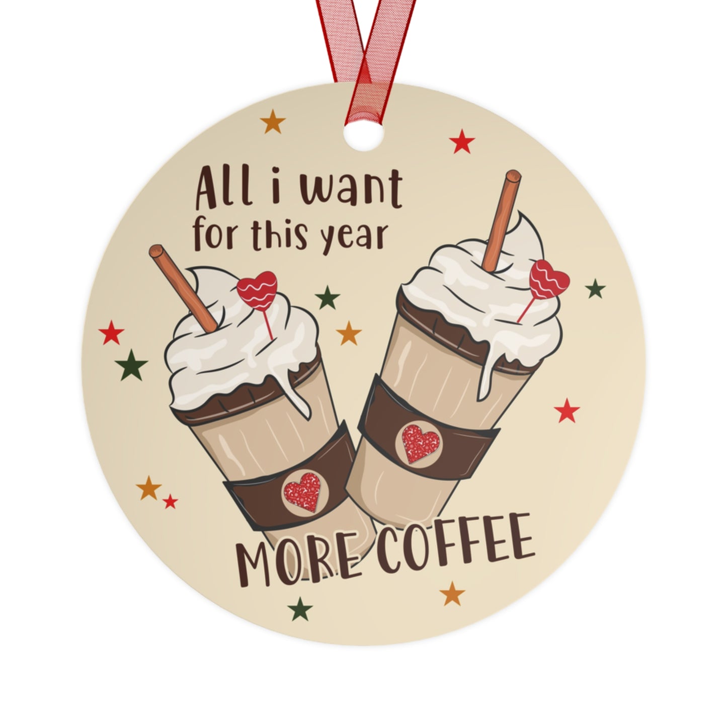 Cute Coffee Lover's Metal Ornaments, Festive Holiday Decorations, Personalized Gifts, Tree Ornaments, Coffee-Themed Gifts