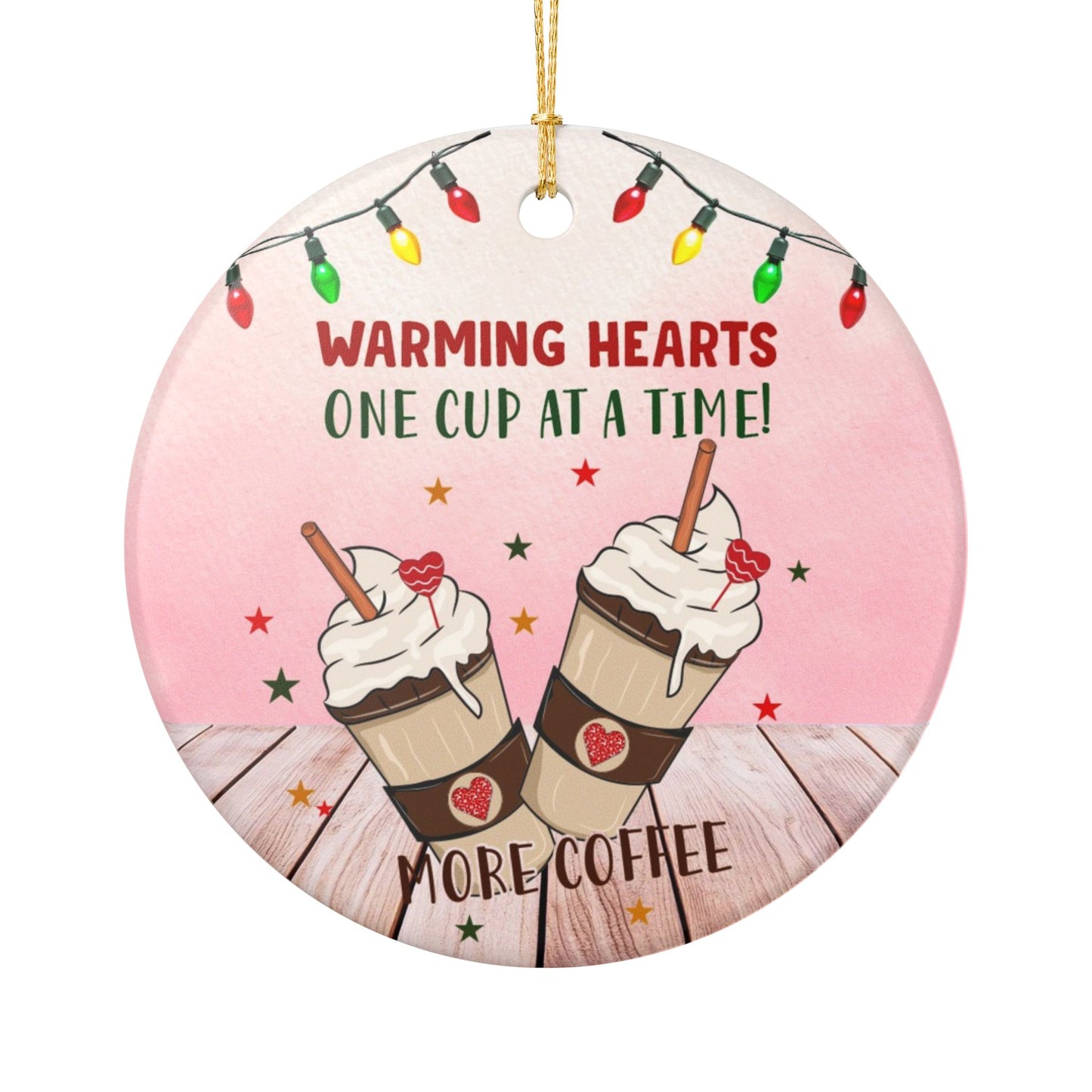 Coffee Lovers Ceramic Ornament | Holiday Decor, Gift for Barista, Warming Hearts, Home Decoration, Tree Ornament