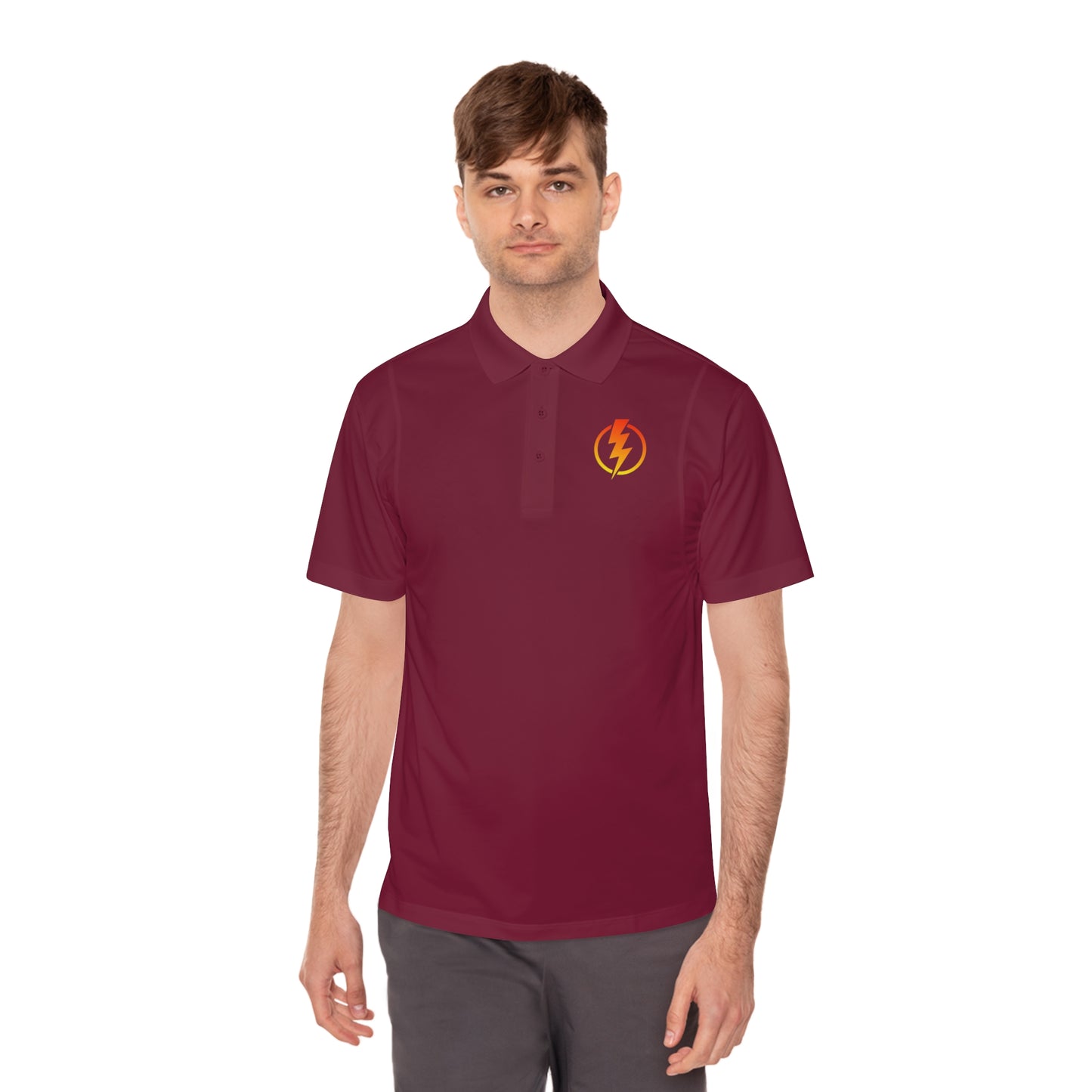 Men's Sport Polo Shirt with Lightning Bolt Design