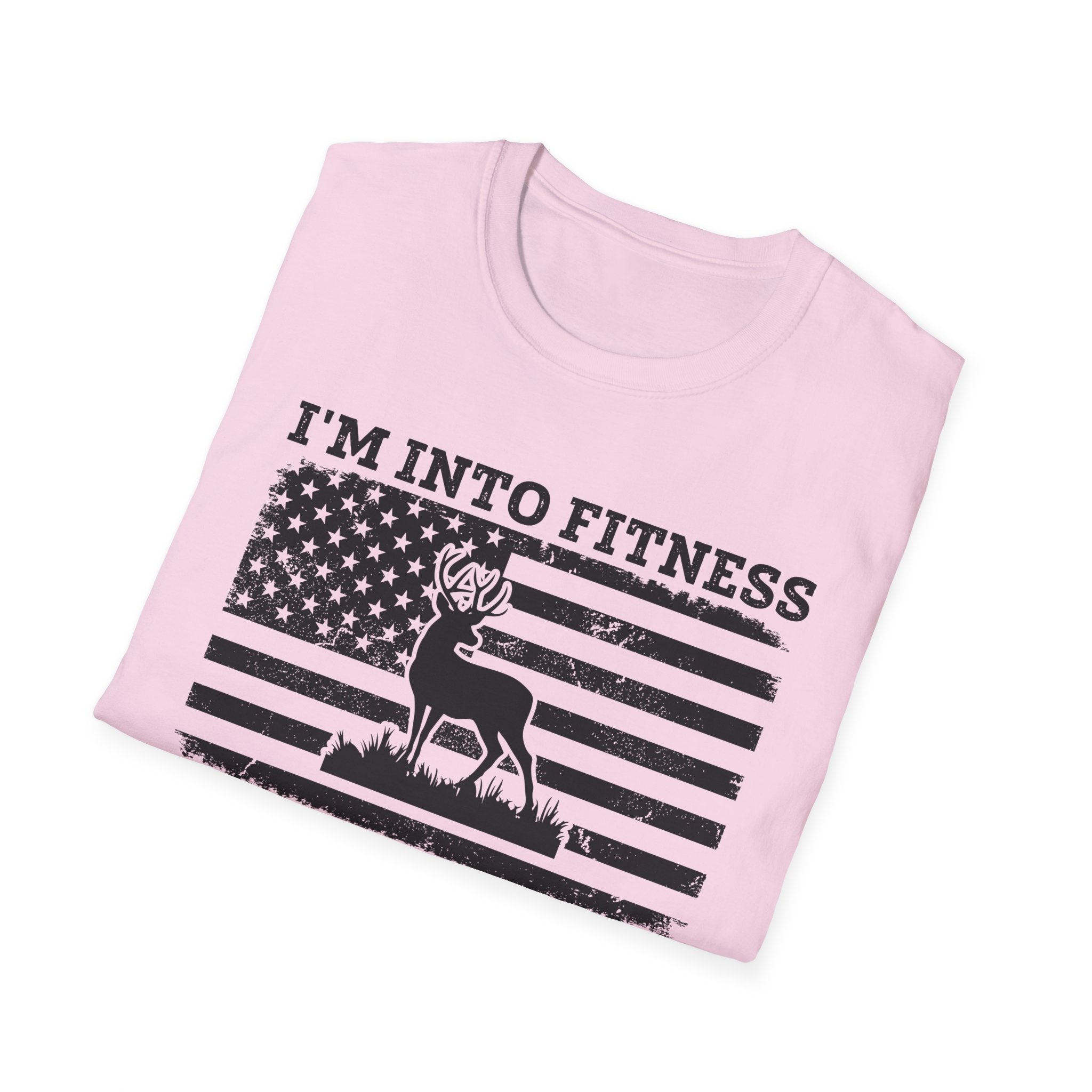 I'm Into Fitness Deer Graphic T-Shirt - Unisex Softstyle Tee for Outdoor Enthusiasts