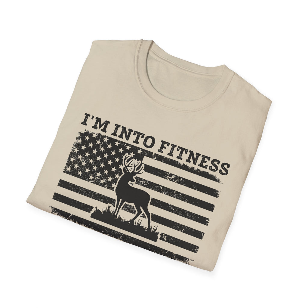 I'm Into Fitness Deer Graphic T-Shirt - Unisex Softstyle Tee for Outdoor Enthusiasts
