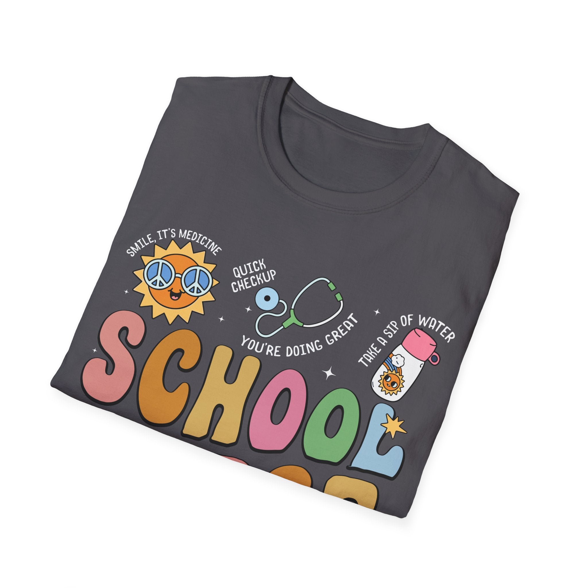 School Nurse Unisex Softstyle T-Shirt - Fun & Colorful Design for Education Professionals