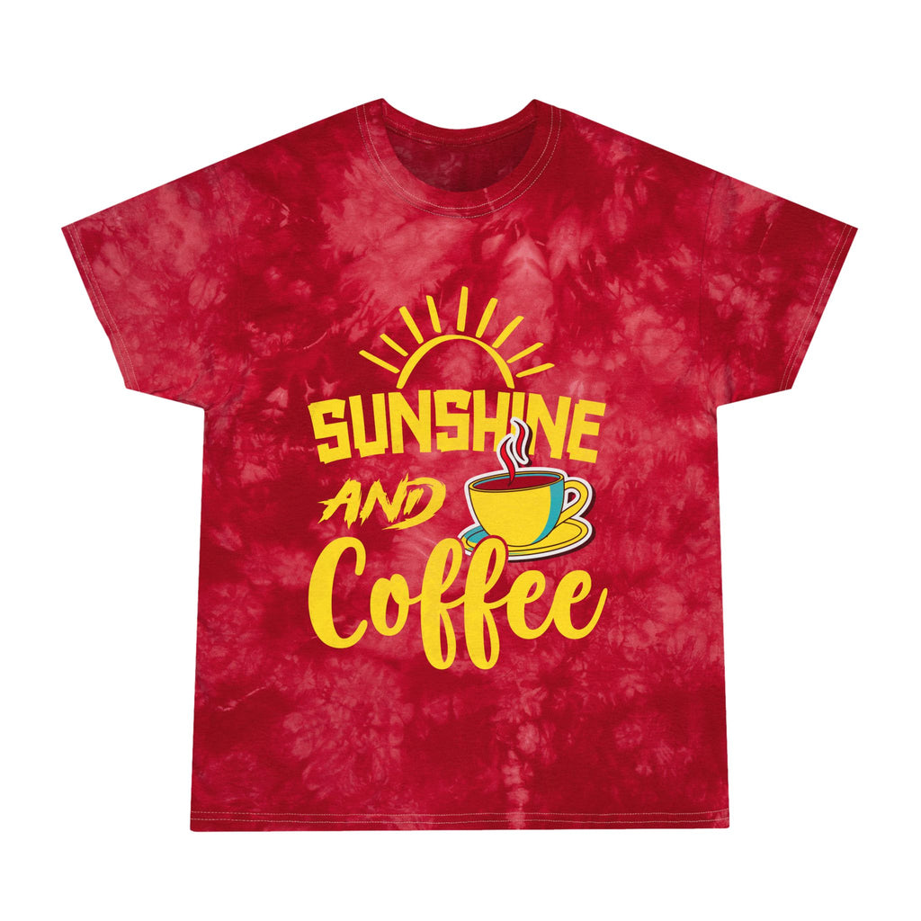 Sunshine and Coffee Tie-Dye Tee, Relaxed Summer Style, Perfect for Coffee Lovers, Gift for Birthdays, Beach Days, and Casual Outings