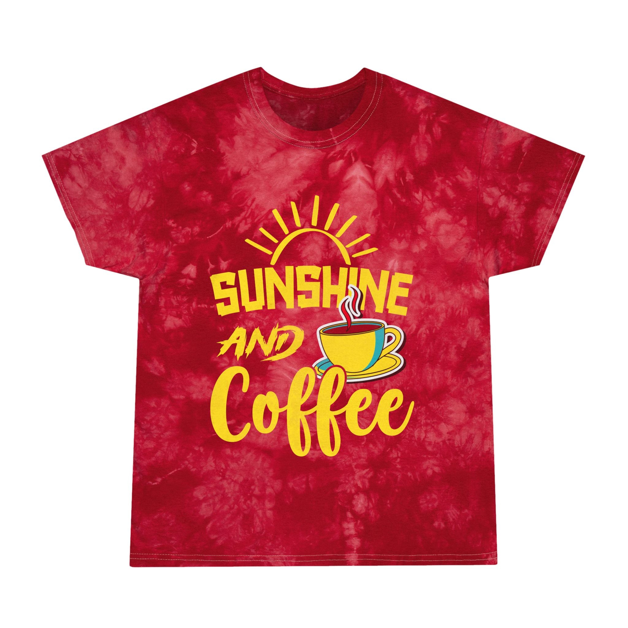 Sunshine and Coffee Tie-Dye Tee, Relaxed Summer Style, Perfect for Coffee Lovers, Gift for Birthdays, Beach Days, and Casual Outings