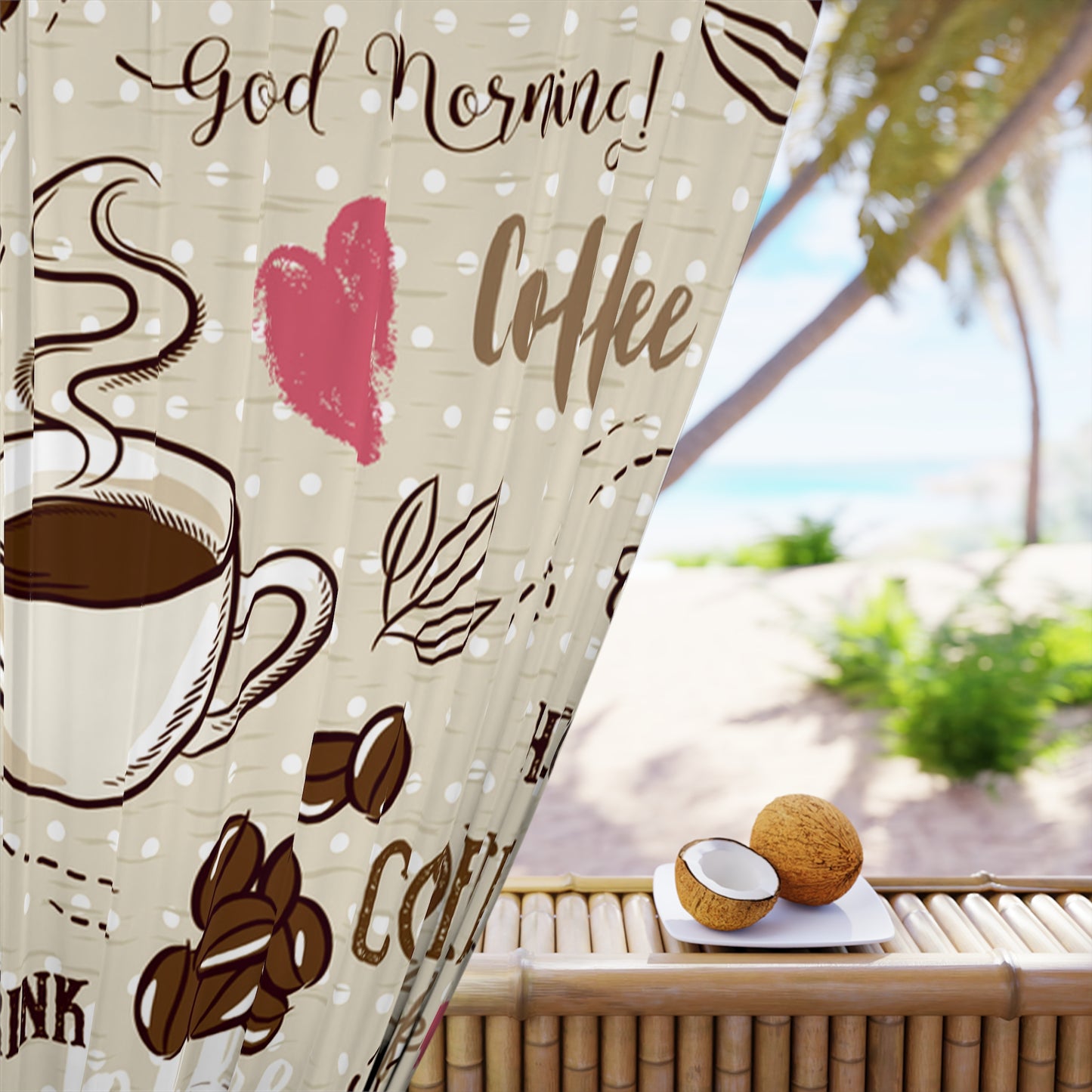 Coffee-Themed Window Curtain, Cozy Kitchen Decor, Good Morning Gift, Coffee Lover's Home Accent, Unique Coffee House Style