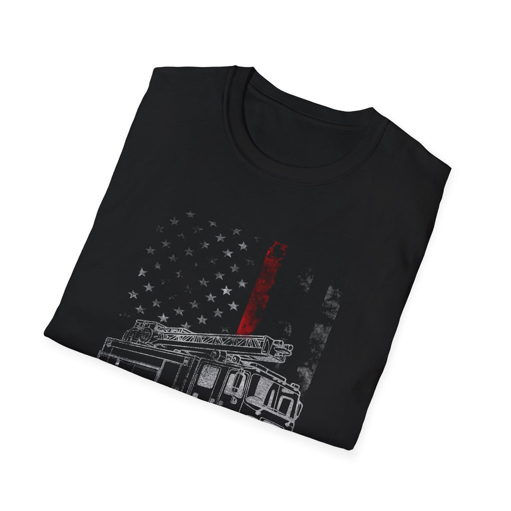 Patriotic Firefighter Graphic T-Shirt | Unisex Softstyle Tee for Heroes