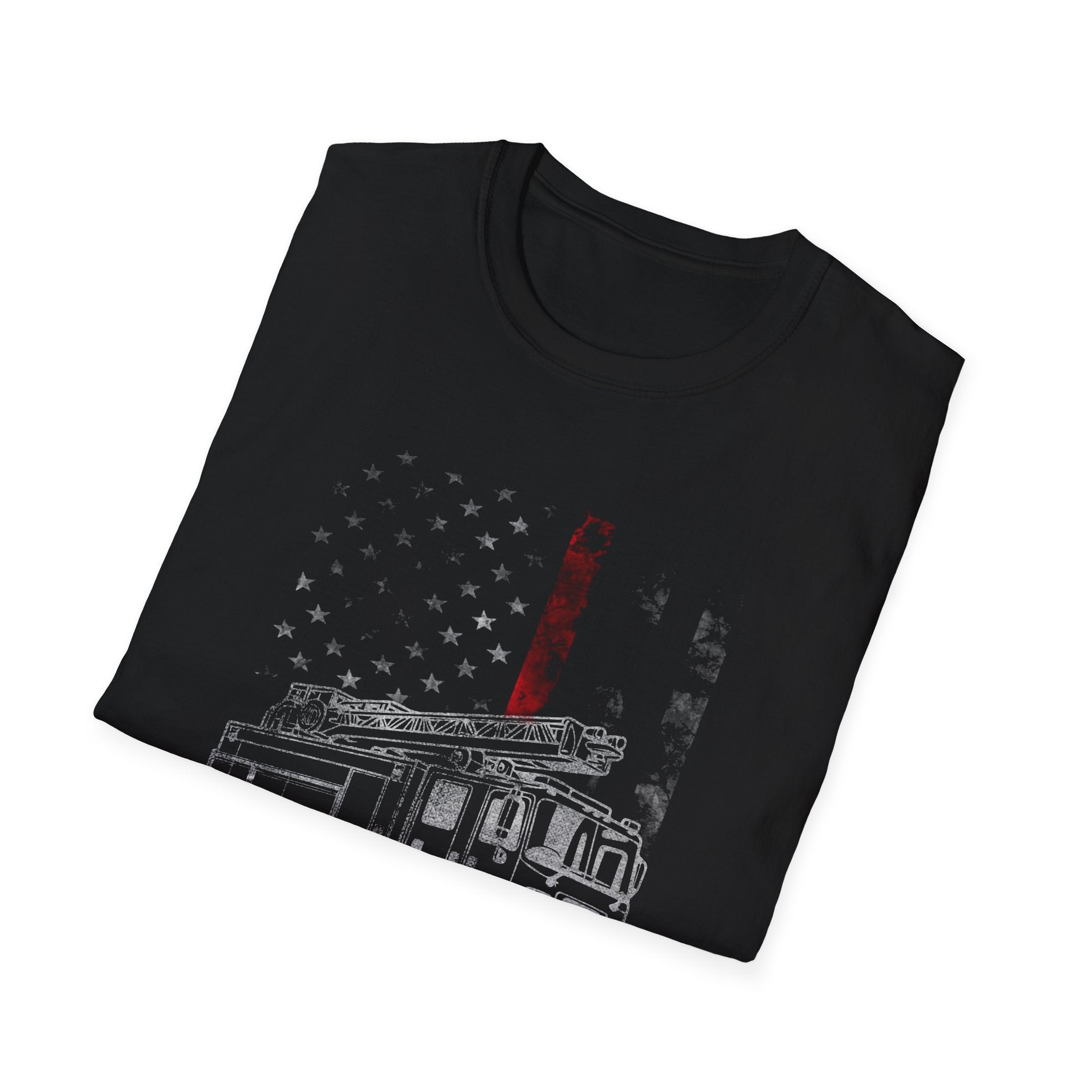 Patriotic Firefighter Graphic T-Shirt | Unisex Softstyle Tee for Heroes