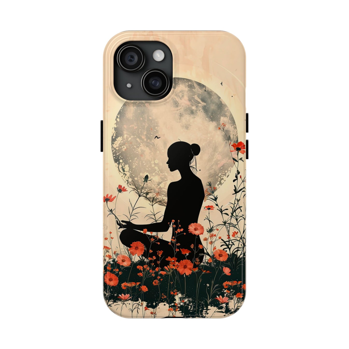 Meditative Vibe Tough Phone Case - Floral Silhouette Design