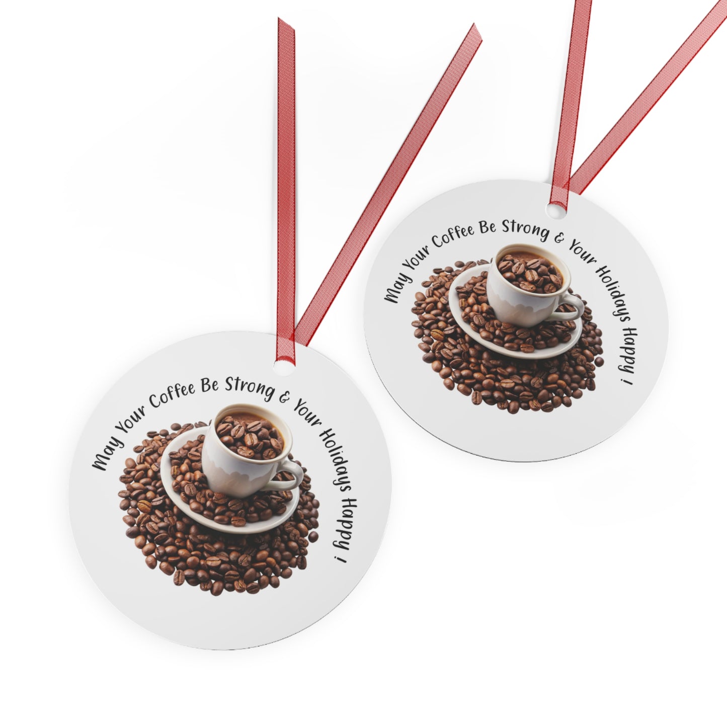 Coffee Lover's Holiday Ornament - Personalized Metal Decoration Gifts for Coffee Lovers, Festive Tree Decor, Holiday Keepsake