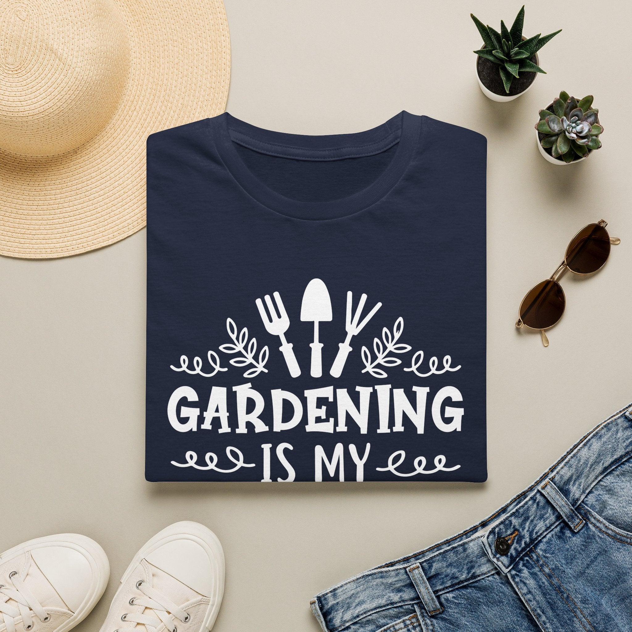 Gardening Is My Therapy T‑Shirt — Garden Tools Graphic Tee for Plant Lovers