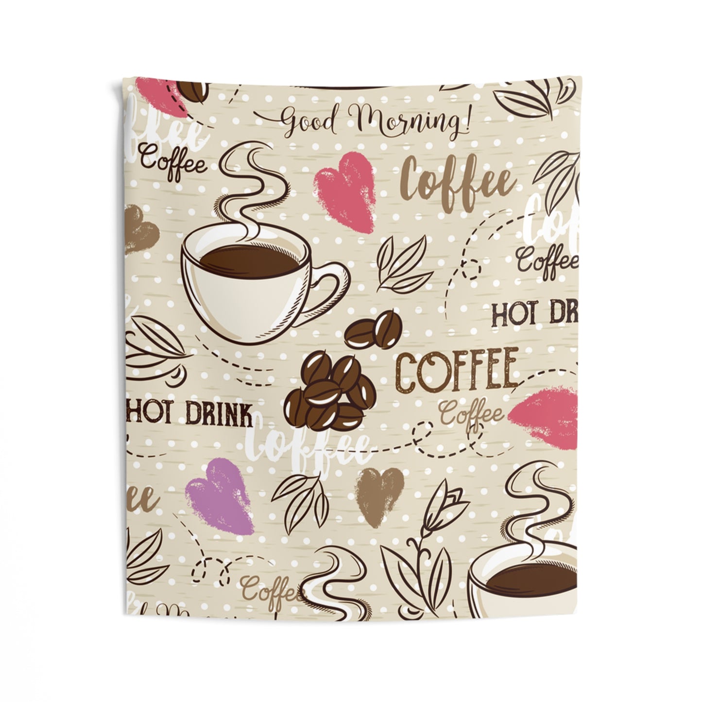 Cozy Coffee Indoor Wall Tapestry - Home Decor, Bohemian Wall Art, Coffee Lover Gift, Living Room Wall Hanging, Aesthetic Tapestry