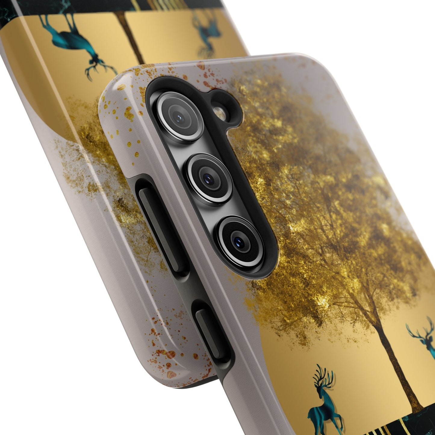Elegant Wilderness Tough Phone Case - Golden Tree & Deer Design