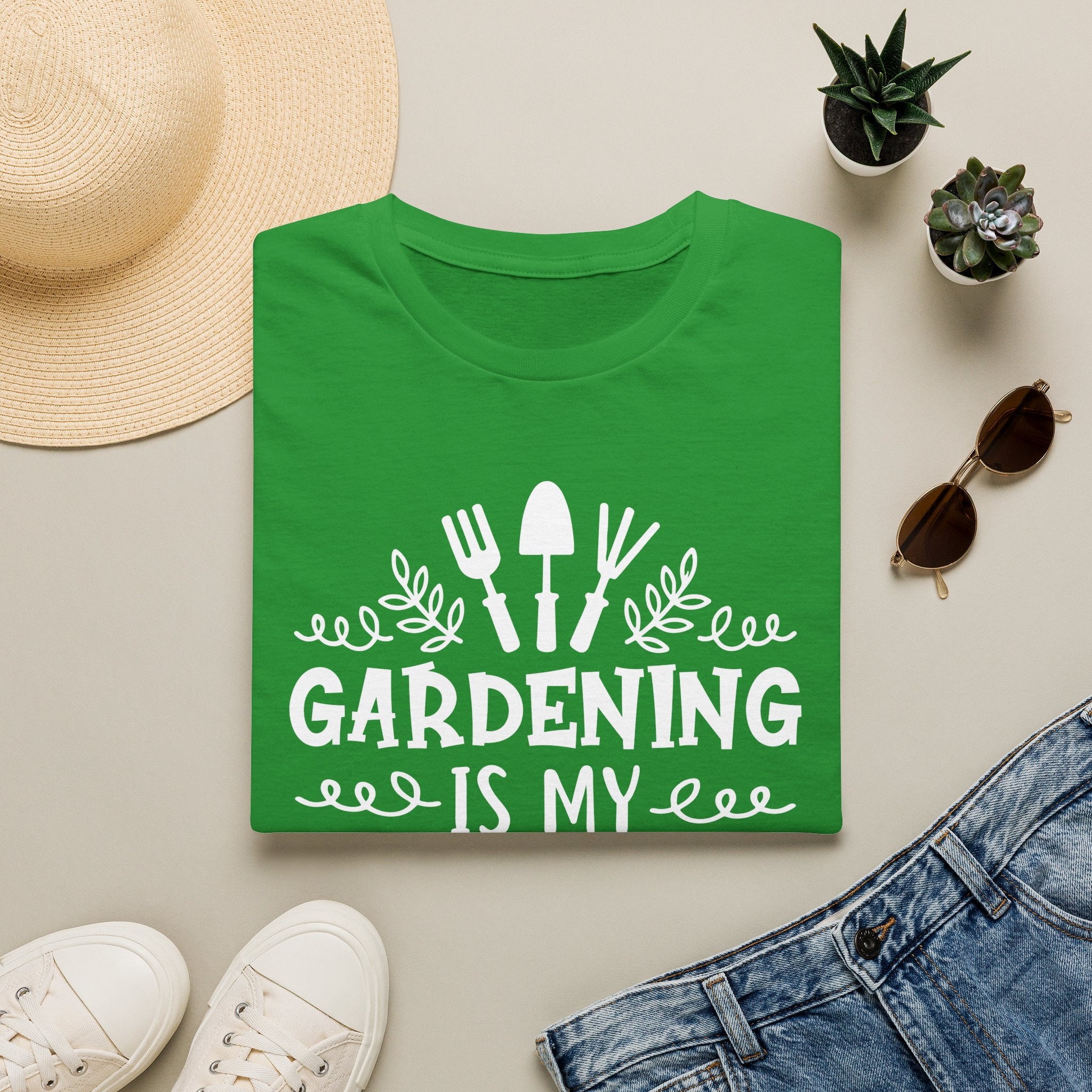 Gardening Is My Therapy T‑Shirt — Garden Tools Graphic Tee for Plant Lovers