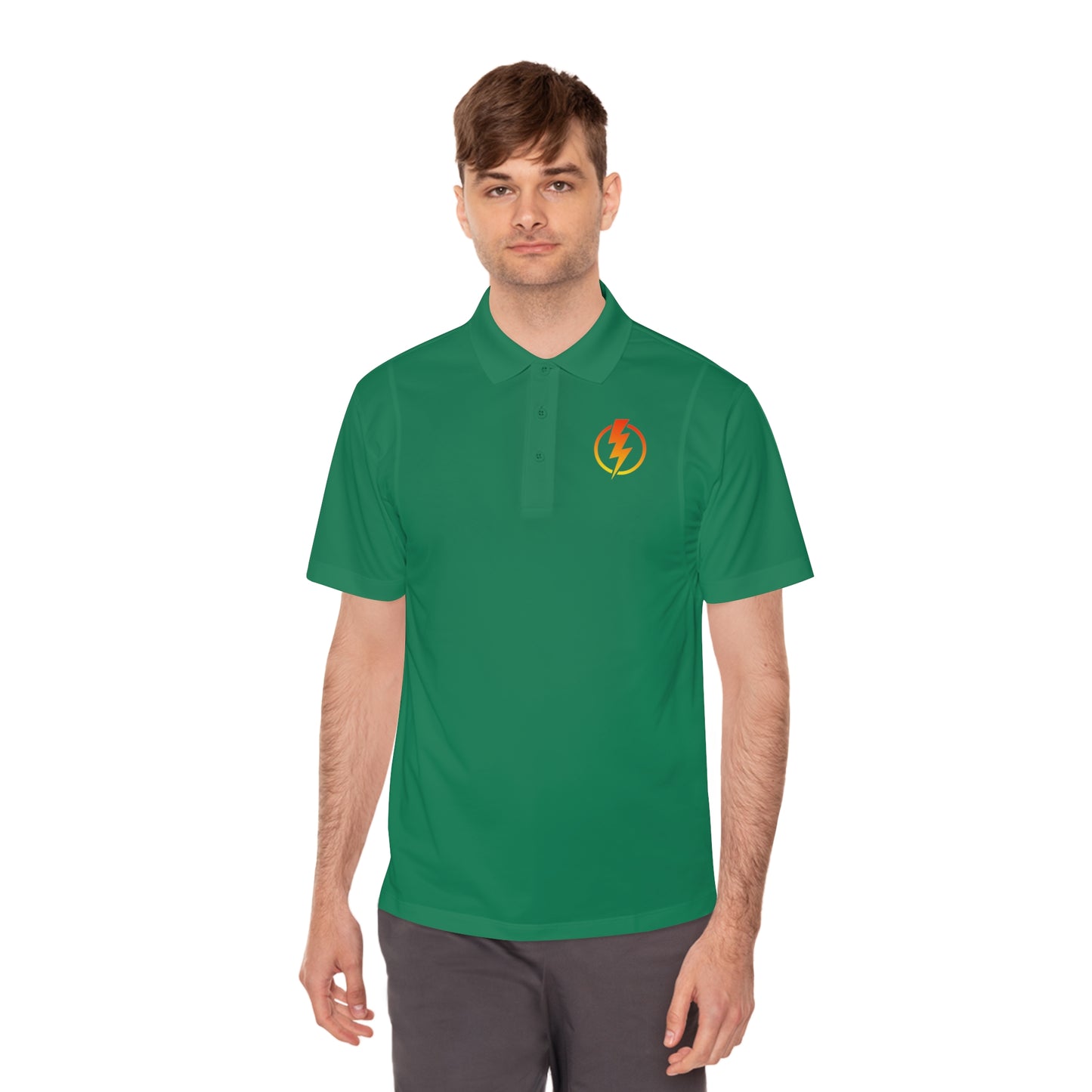Men's Sport Polo Shirt with Lightning Bolt Design