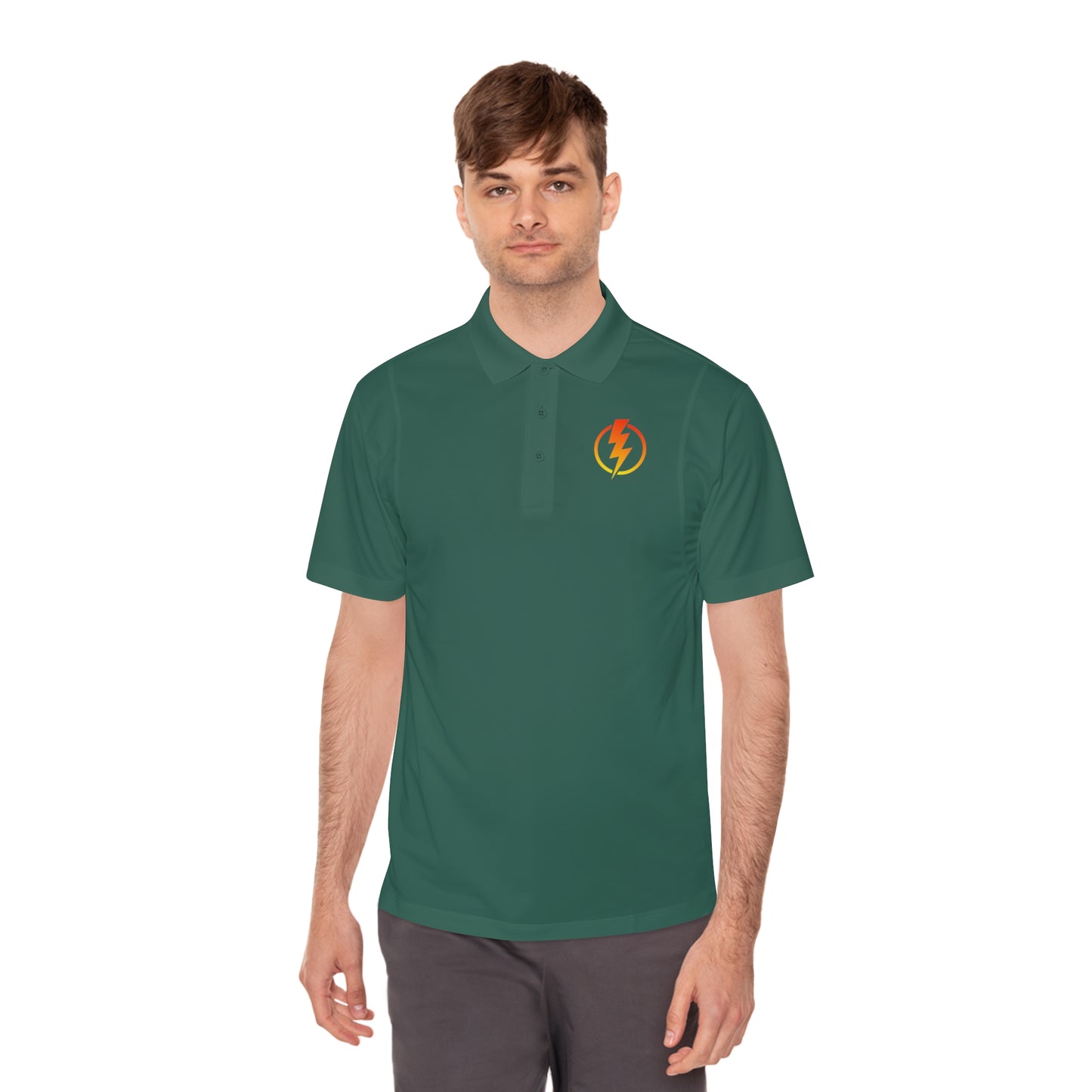 Men's Sport Polo Shirt with Lightning Bolt Design