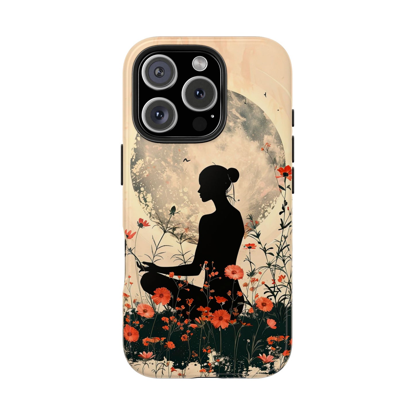 Meditative Vibe Tough Phone Case - Floral Silhouette Design