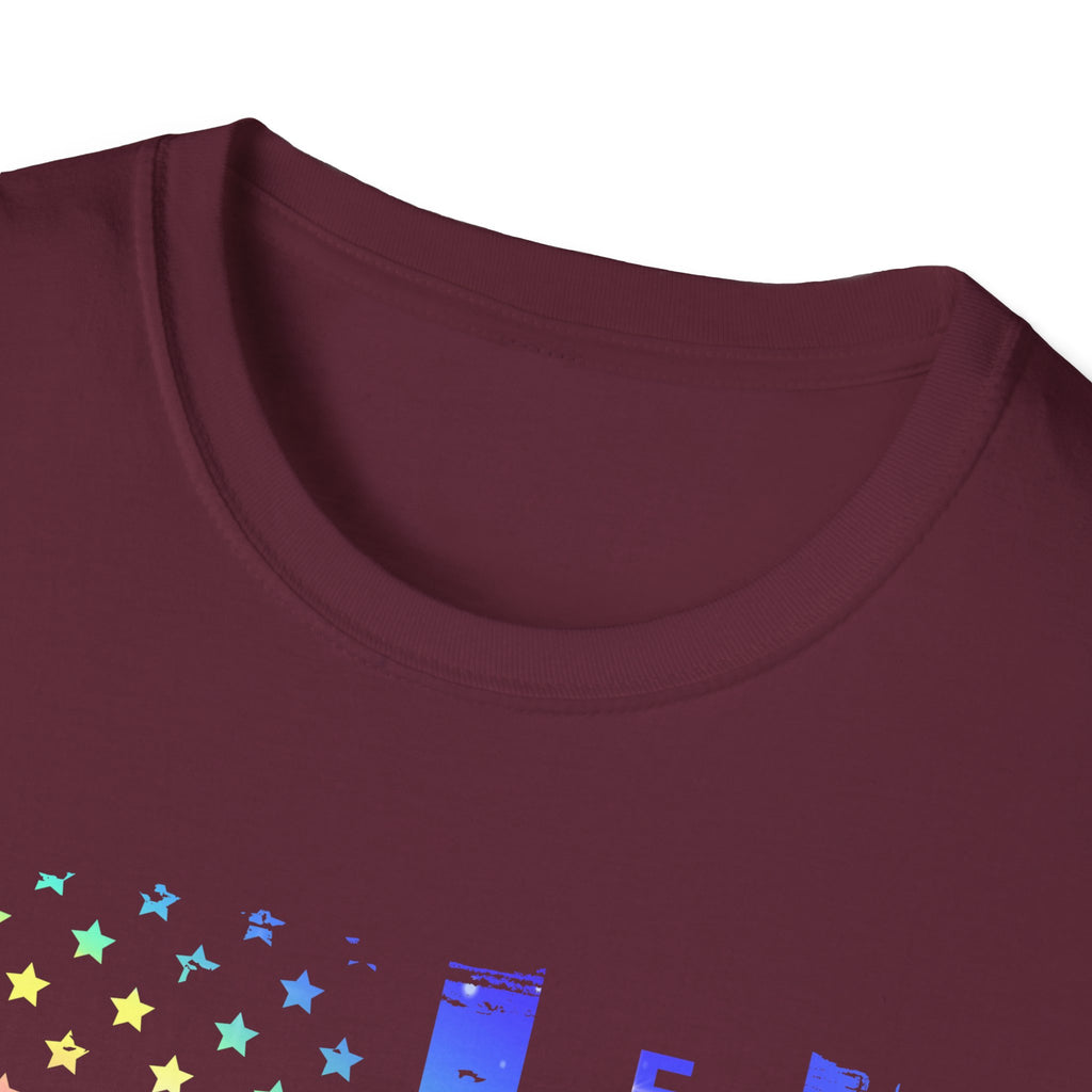 Pride Firefighter Unisex Softstyle T-Shirt - Colorful American Flag Design