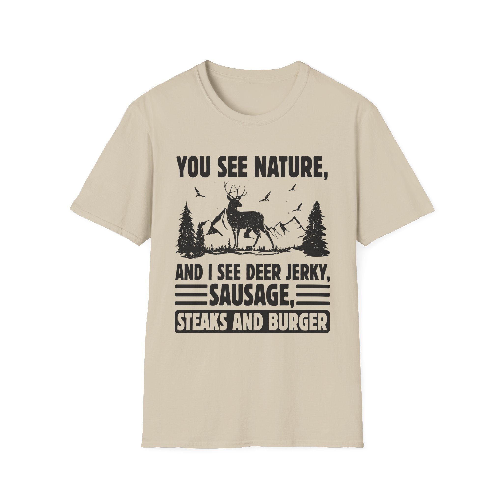 Nature and Jerky Lover's Unisex T-Shirt | Funny Outdoor Humor Tee, Gift for Hunters