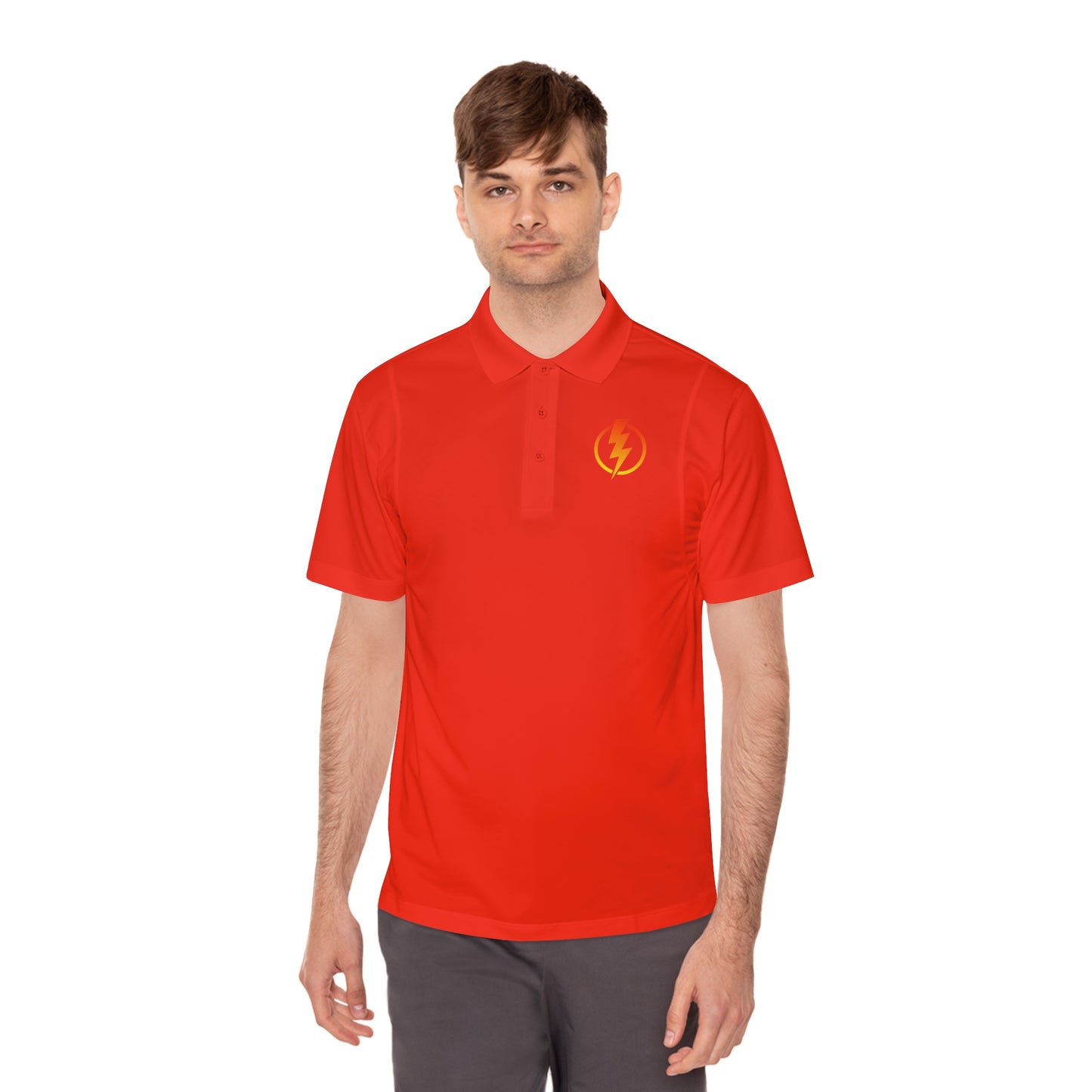 Men's Sport Polo Shirt with Lightning Bolt Design