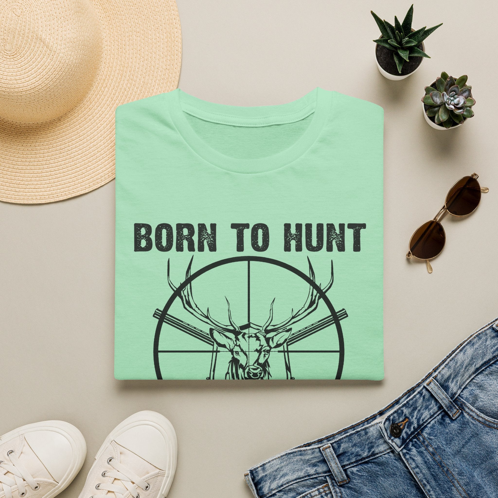 Born to Hunt T-Shirt — Deer Skull Crosshairs Hunting Tee (Born to Hunt, Forced to Work)