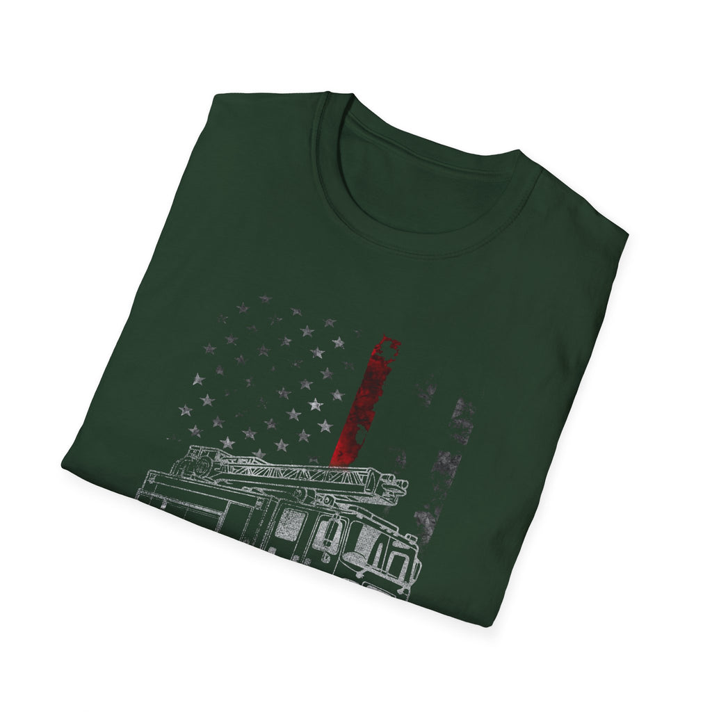 Patriotic Firefighter Graphic T-Shirt | Unisex Softstyle Tee for Heroes