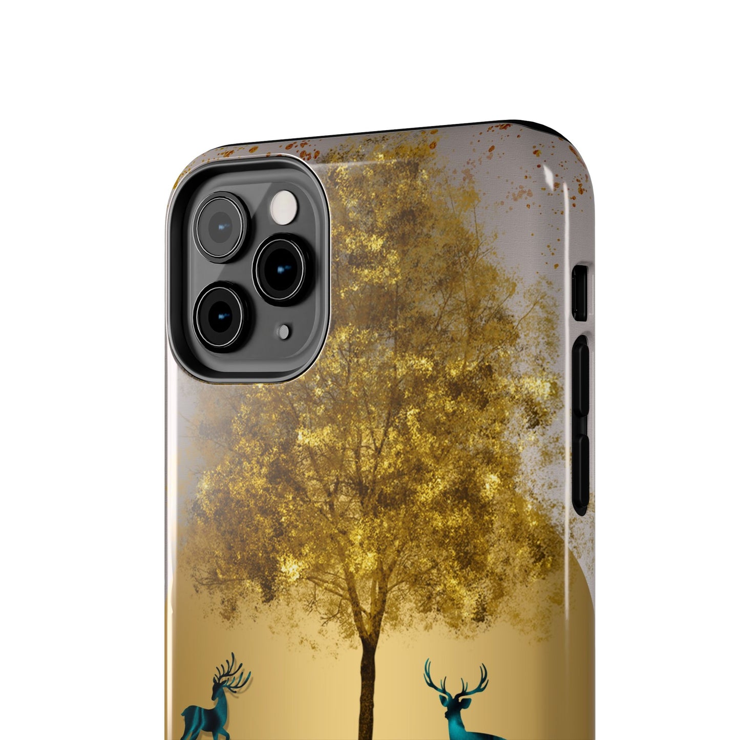 Elegant Wilderness Tough Phone Case - Golden Tree & Deer Design