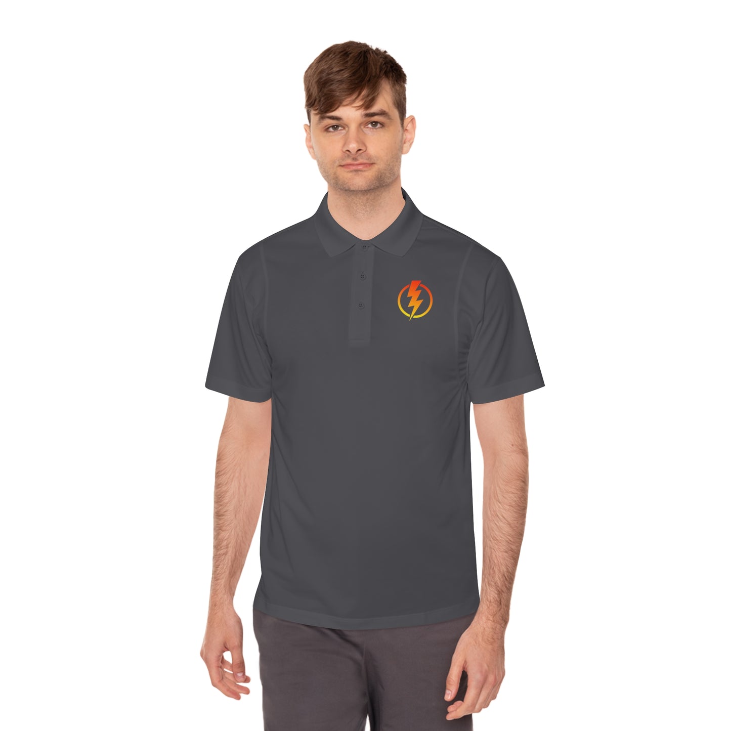 Men's Sport Polo Shirt with Lightning Bolt Design